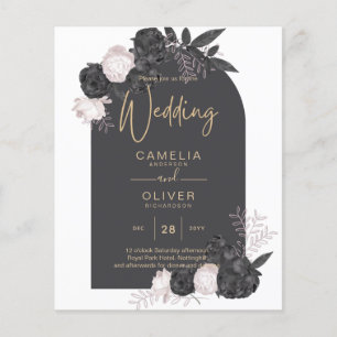  All-In-1 Black Blush Rose Gothic Wedding QR Code  Flyer