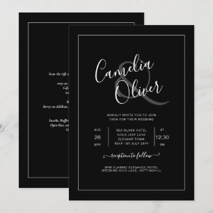 All-in-1 Elegant Classic Black White Font Wedding Invitation