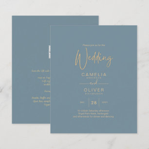 All-in-1 Elegant Sea Glass Teal Gold Wedding QR cd