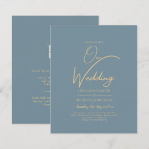 All-in-1 Elegant Sea Glass Teal Gold Wedding QR cd