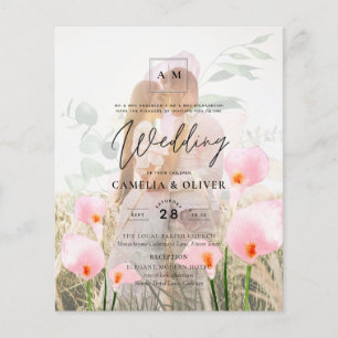 All-in-1 Pink Calla Lily PHOTO Overlay Wedding INV Flyer