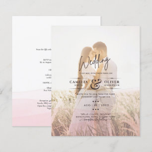 All-in-1 Pink Ombre Photo Overlay Wedding QR Code