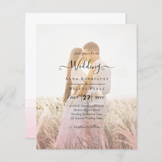 All-in-1 Pink Ombre Photo Overlay Wedding QR Code (Front/Back)