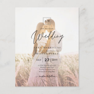 All-in-1 Pink Ombre Photo Overlay Wedding QR Code Flyer