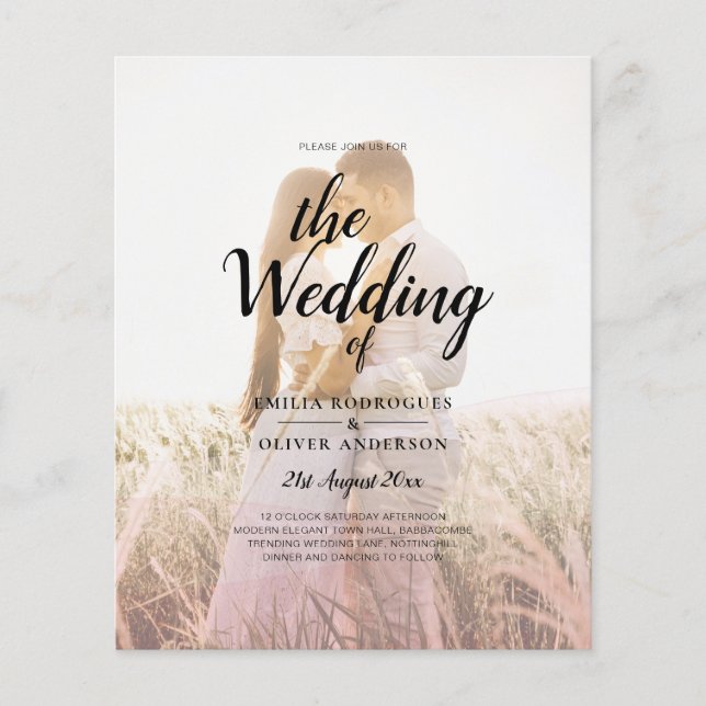 All-in-1 Pink Ombre Photo Overlay Wedding QR Code Flyer (Front)