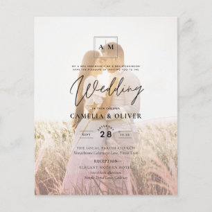 All-in-1 Pink Ombre Photo Overlay Wedding QR Code Flyer