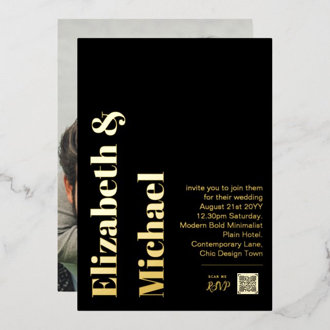 All-in-1 REAL GOLD FOIL Black Photo QR Code Foil I (Front/Back)