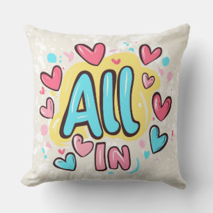 "All In" Graffiti-Style Throw Pillow