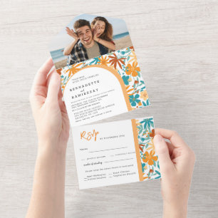 All in One Abstract Bright Wildflower Bold wedding Invitation