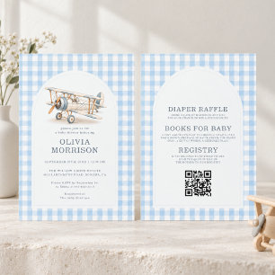 All in One Airplane Aviator Boy Baby Shower Invitation