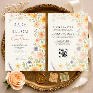 All in One Baby In Bloom Floral Baby Shower Invitation