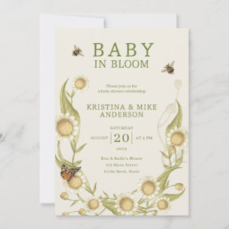 All in One Baby in Bloom QR Code Shower Invitation
