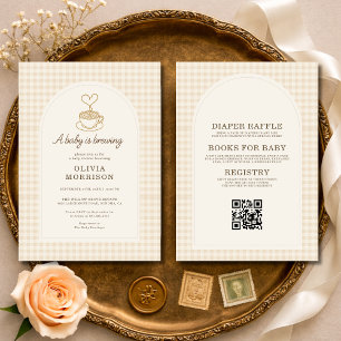 All in One Baby is Brewing Coffee Baby Shower Invitation
