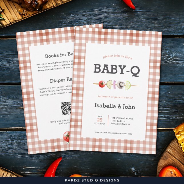 All in One Baby Q Barbecue Baby Shower Invitation (Front and back of card shown in 5 x 7 in. Customize with your event details on the back of the card.)