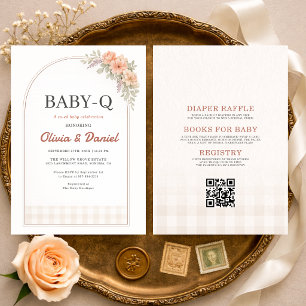 All in One BabyQ BBQ Gingham Baby Shower Invitation