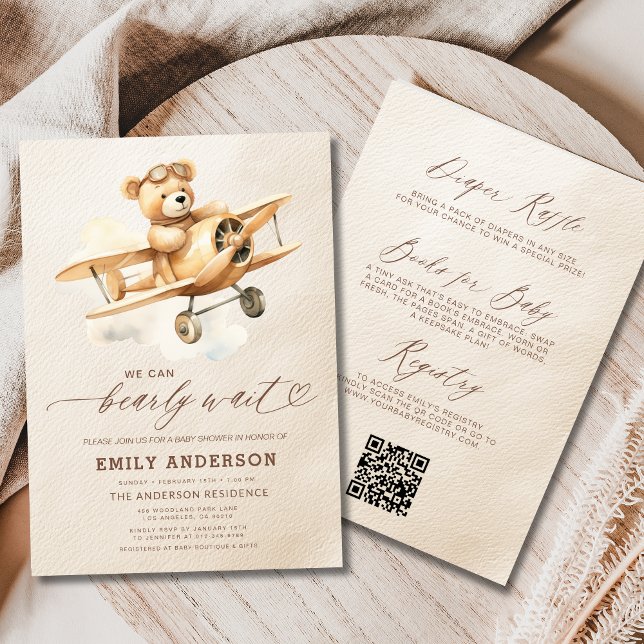All in One Bearly Wait Neutral Beige Baby Shower Invitation (Creator Uploaded)