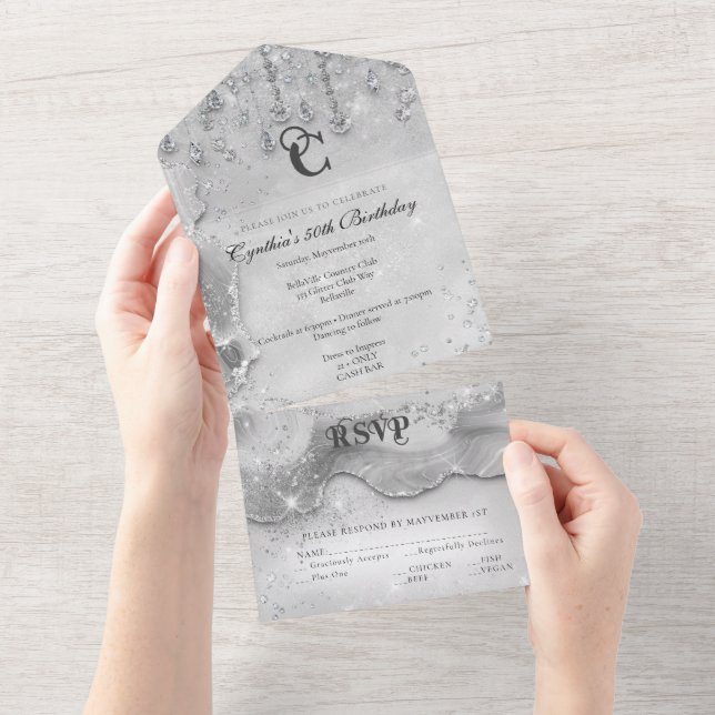 ALL IN ONE Bling Invitation Design (Tearaway)