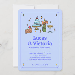 All in One Bold Lavender Blue Whimsical QR Code Invitation