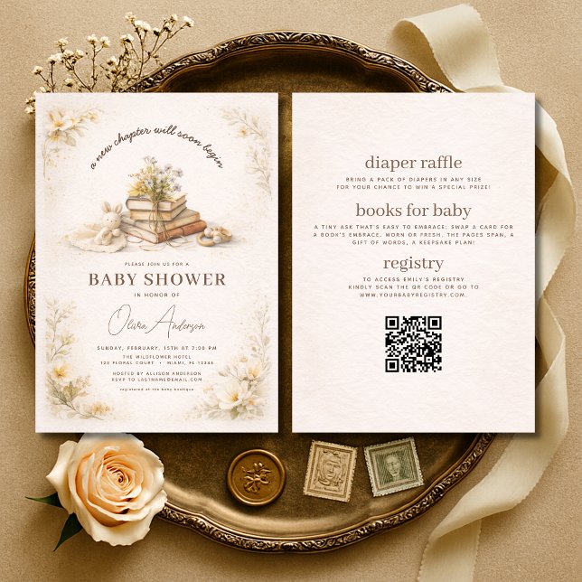 All in One Book New Chapter Begins Baby Shower Invitation (Creator Uploaded)
