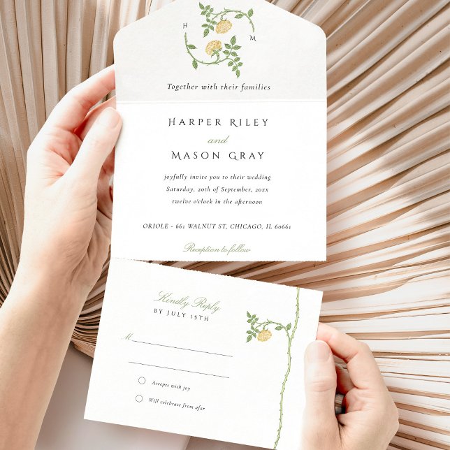 All-in-One Botanical Wedding Invitation and RSVP (Creator Uploaded)