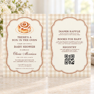 All in One Bun in the Oven Gingham Baby Shower Invitation