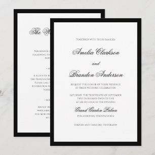 All in One Classic Black & White Border Wedding Invitation