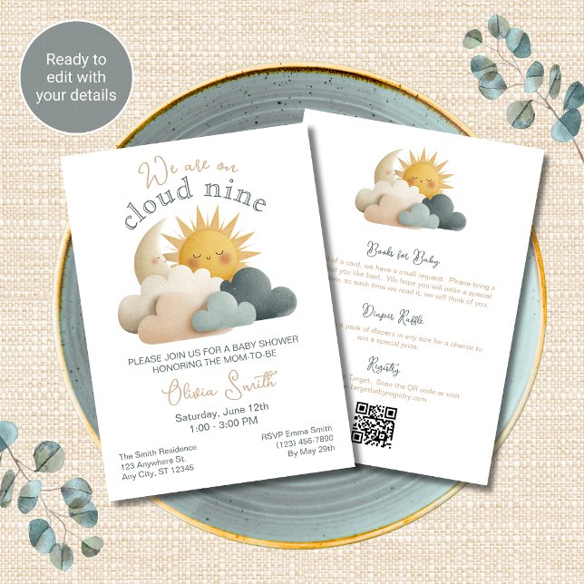 All in One Cloud Nine Baby Shower Invitation (Creator Uploaded)