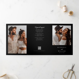 All In One Details RSVP QR Codes Modern Wedding Tri-Fold Invitation