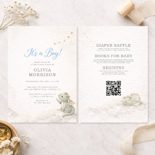 All in One Dragon It's a Boy Baby Shower Invitation