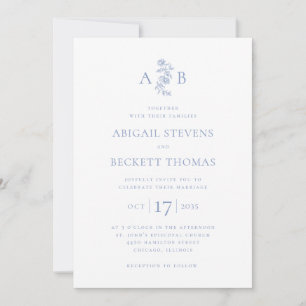 All In One Elegant Botanical Monogram Wedding Invitation