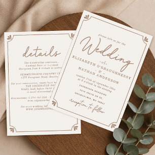 All-In-One Elegant Simple Cream Wedding Invitation