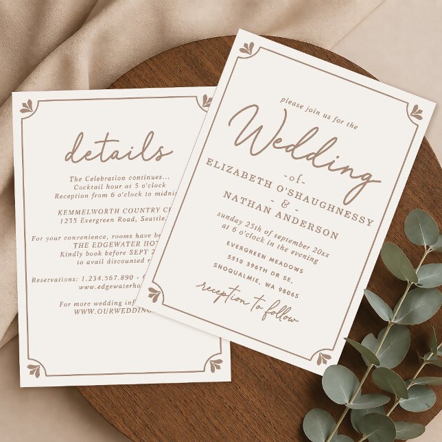 All-In-One Elegant Simple Cream Wedding  Invitation (Creator Uploaded)