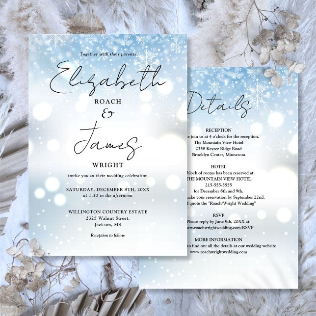 All In One Elegant Winter Snow Wedding Invitation (All In One Elegant Winter Snow Wedding Invitation)