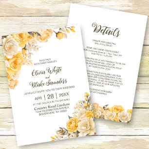 All In One Elegant Yellow Floral Wedding Invitation