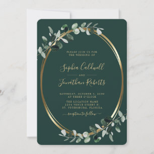 All in One Eucalyptus Gold Emerald Green Wedding I Invitation