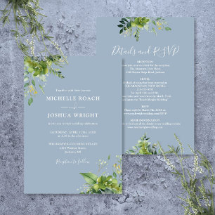 All In One Eucalyptus Greenery Dusty Blue Wedding Invitation