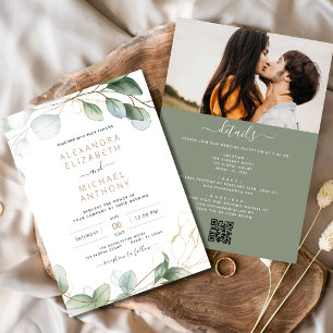 All in One Eucalyptus Greenery QR Code Wedding Invitation