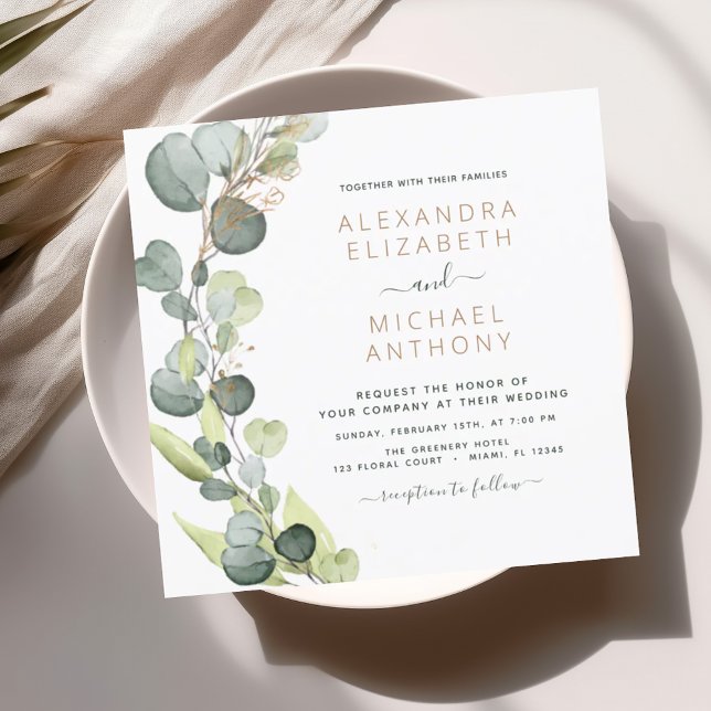 All in One Eucalyptus Greenery Rustic Wedding  Invitation (Creator Uploaded)
