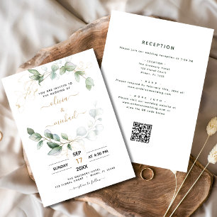 All in One Eucalyptus QR Code Greenery Wedding Invitation