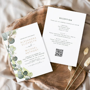 All in One Eucalyptus QR Code Wedding Greenery Invitation