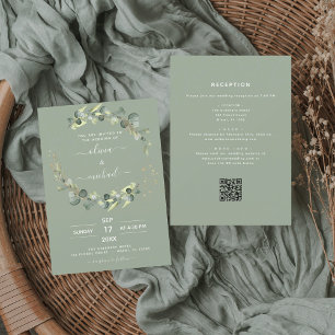 All in One Eucalyptus QR Code Wedding Invitation