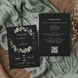 All in One Eucalyptus QR Code Wedding Invitation<br><div class="desc">Budget All in One QR Code Eucalyptus Greenery Succulent Botanical Watercolor Spring Wedding Invitations on White background - includes beautiful and elegant script typography with modern botanical leaves and greenery for the special Wedding day celebration.</div>