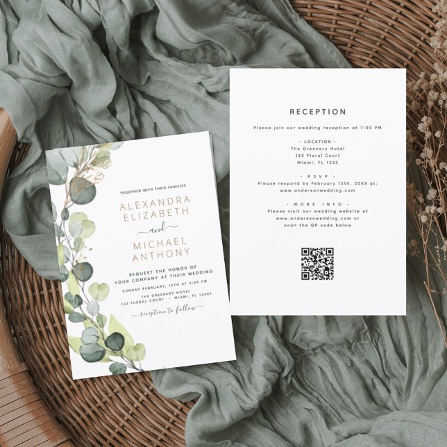 All in One Eucalyptus QR Code Wedding Invitation Flyer (Creator Uploaded)