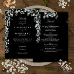 All In One Floral Black And White Wedding Invitation<br><div class="desc">An elegant wildflowers watercolor floral wedding invitation with chic white typography on a stylish black background.  With all your special wedding day information on the reverse including your RSVP,  accommodation,  and additional details. Designed by Thisisnotme©</div>