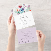 All in One Floral Watercolor Wedding Invite