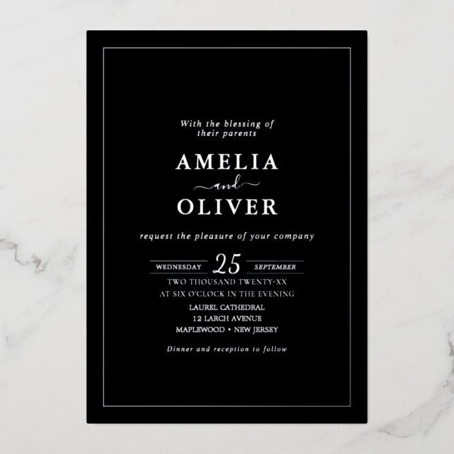 ​All In One Foil Silver QR Code Dark Black Wedding (Front)