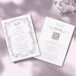 All in One French Victorian Lavender Wedding  Invitation<br><div class="desc">Elegant blue floral wedding invitation with details on the back.
For more advanced customization of this design,  please click the DESIGN TOOL BUTTON above!</div>