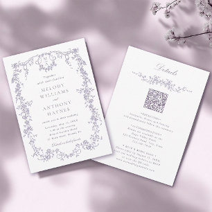 All in One French Victorian Lavender Wedding Invitation
