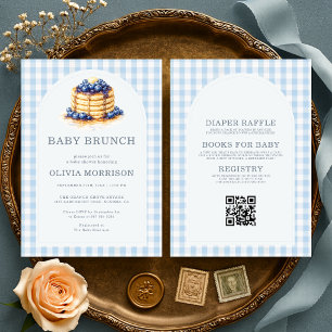 All in One Gingham Baby Brunch  Blue Baby Shower Invitation