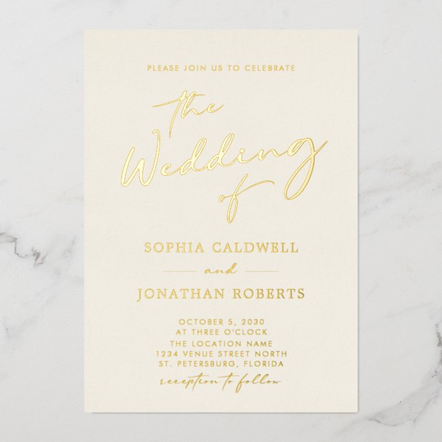 All in One Gold Calligraphy Cream Wedding (Front)